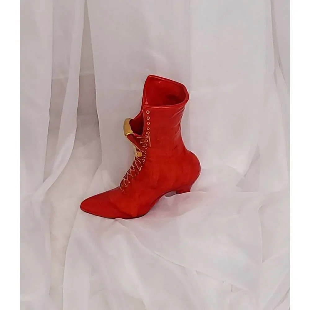Red boot vase